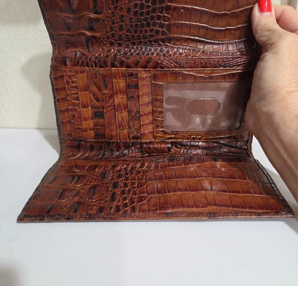 Brahmin Brown Croc-Embossed Leather Wallet Clutch